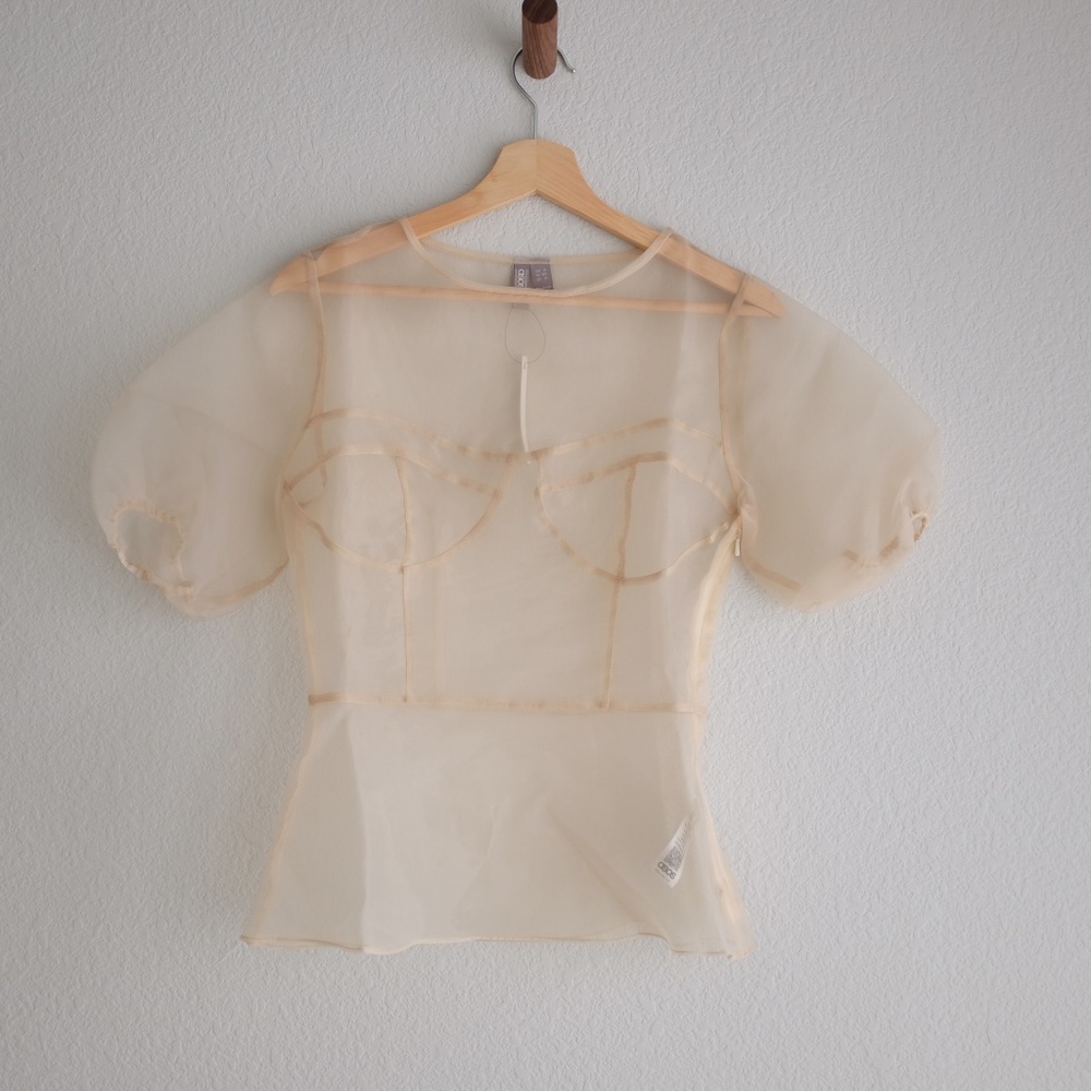 NWT ASOS Organza blouse, stitched corset, SMALL
